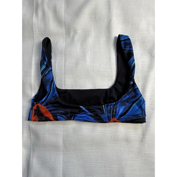 LOUISA BALLOU Scoop Bikini Top In Blue Multi Sz Small New - Picture 4 of 6